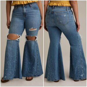 NWT Torrid 18R Festi Super Flare Jean Gin Fizz Wash Boho Jeans 18